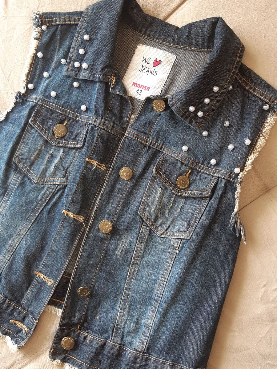 jaqueta jeans feminina sem manga