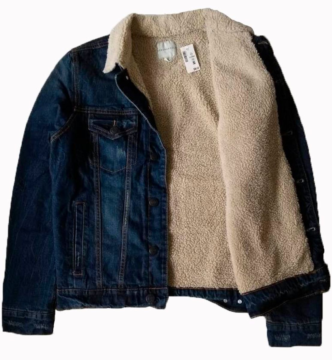 jaqueta jeans sherpa masculina