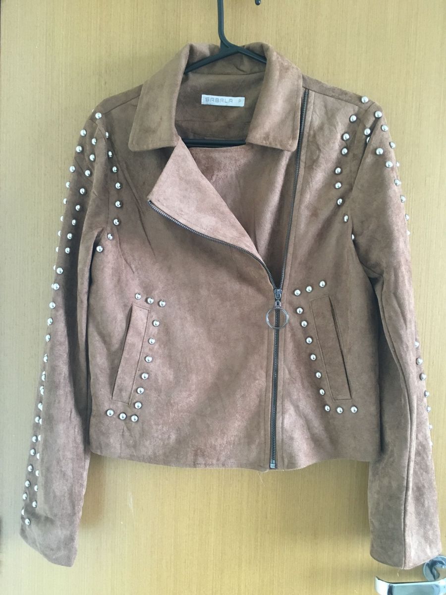jaqueta suede caramelo feminina