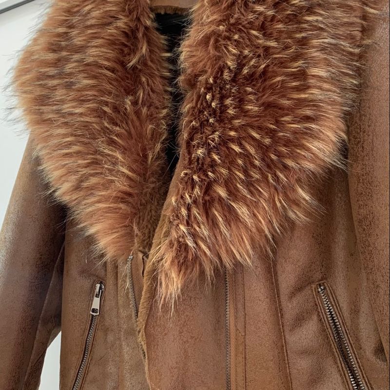 Planet Girls Casaco Suede Com Pelo Feminino Plus Size Jaqueta