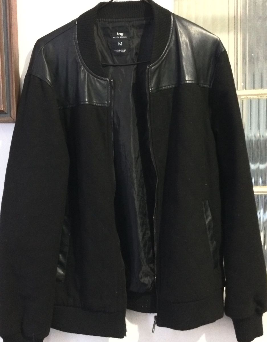 jaqueta de couro tng masculina