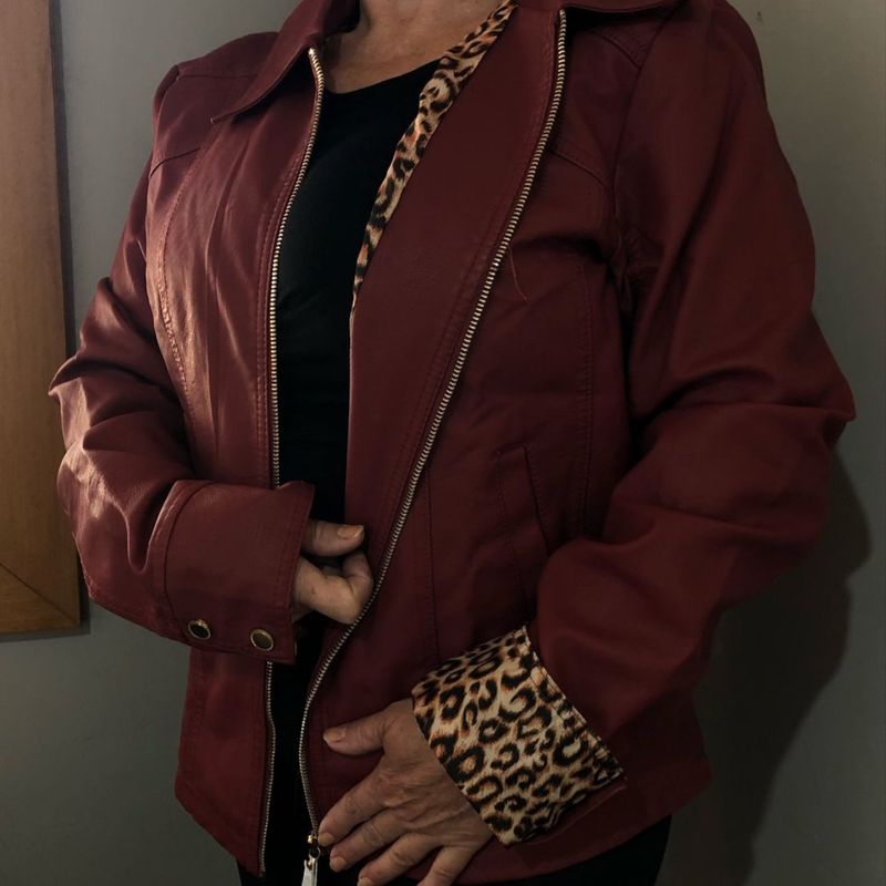 Jaqueta Vermelha de Couro Ecológico Susy Nunca Usado 55151635