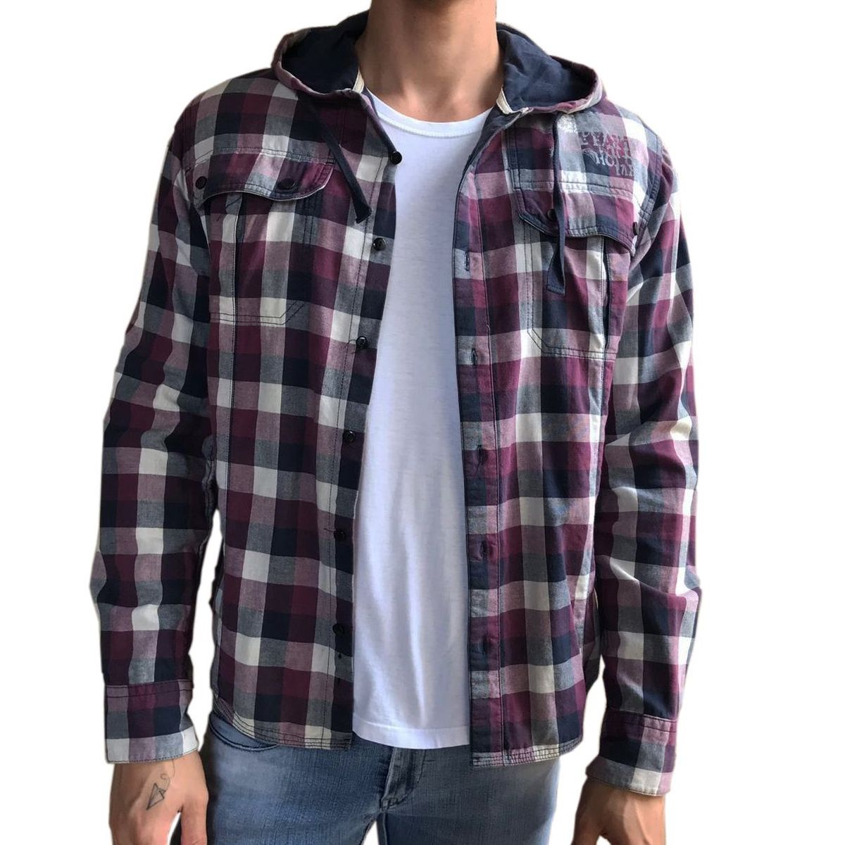 Jaqueta Xadrez Vinho Clock House Casaco Masculino Clock House Usado