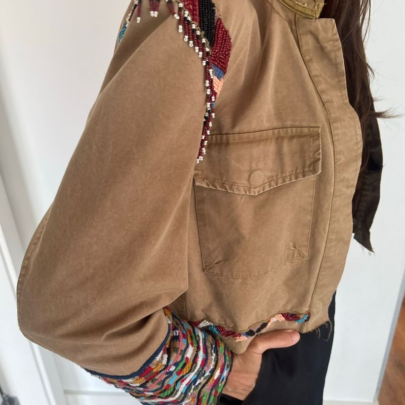 Jaqueta Zara Bordada Boho | Casaco Feminino Zara Usado
