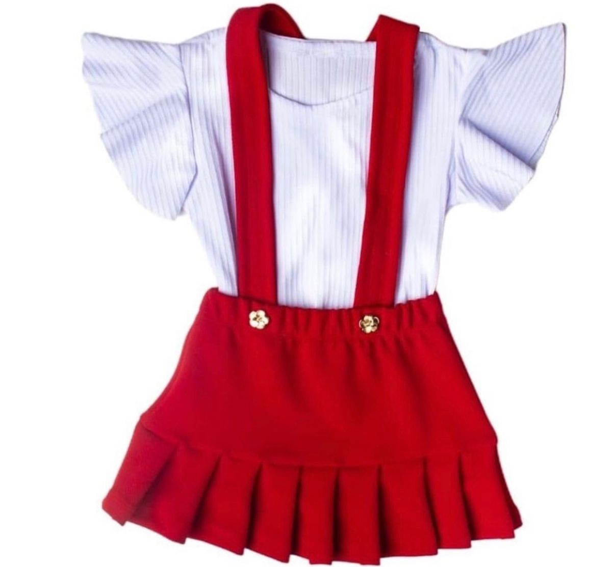 Jardineira De Saia Com Blusa E Laço Roupa Infantil Para Menina Usado