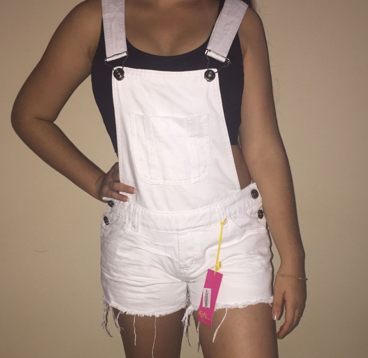 jardineira branca short
