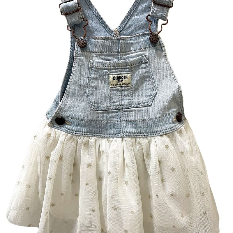 Jardineira Jeans com Saia de Tule com Estrelinhas Douradas Oshkosh Bgosh  Roupa Infantil para Menina Oshkosh B’gosh Usado 89184946 enjoei