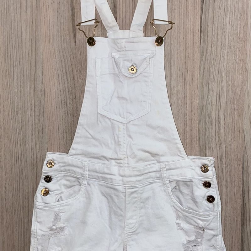 Macacão jeans best sale branco infantil