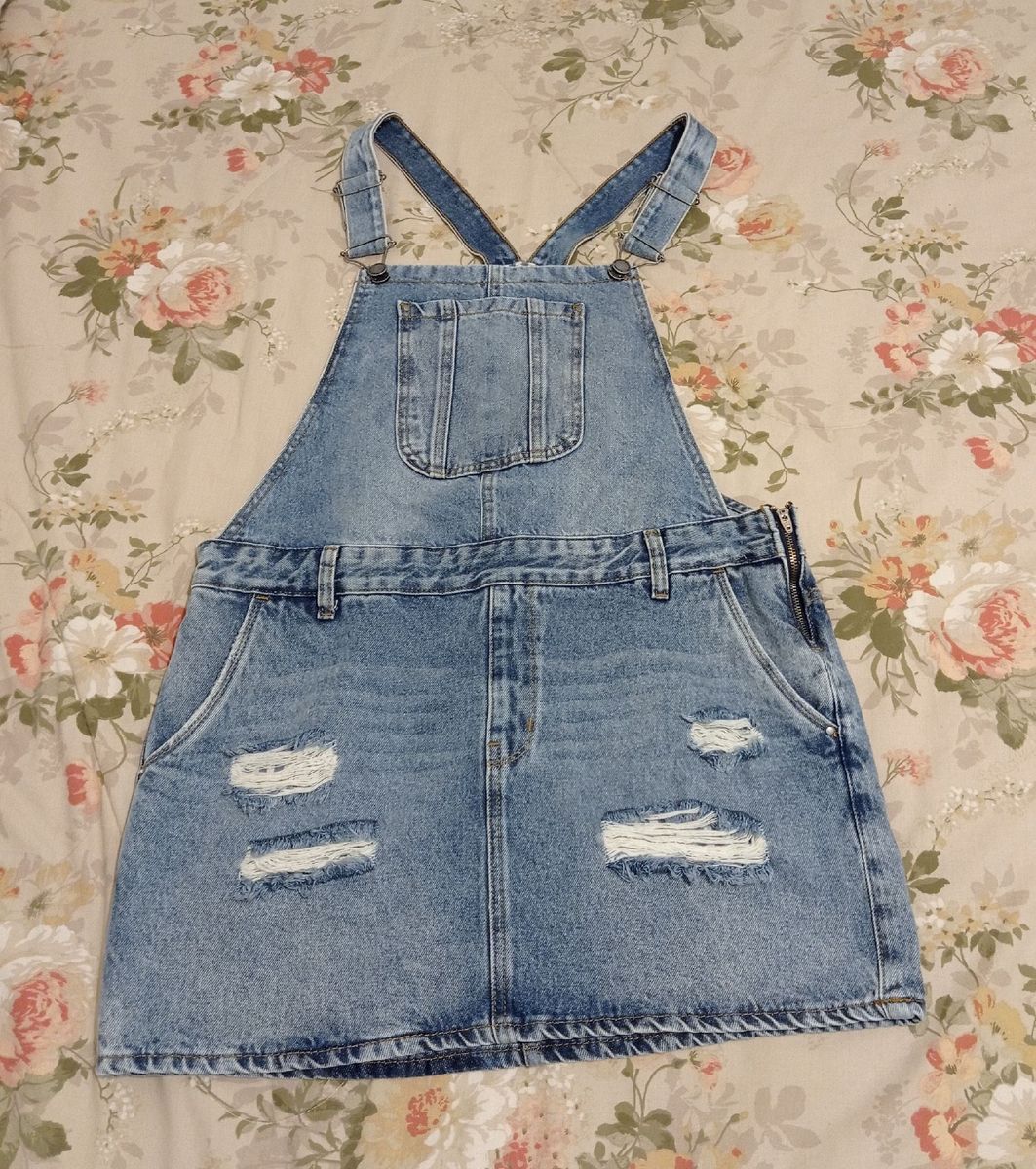 jardineira jeans saia renner