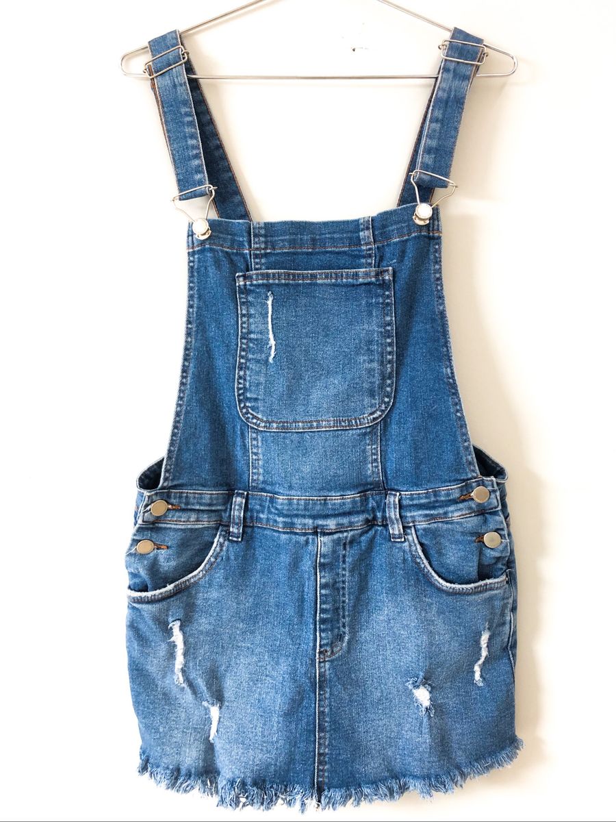 Jardineira Short Saia Jeans | Macacão Feminino Blue Steel Usado ...