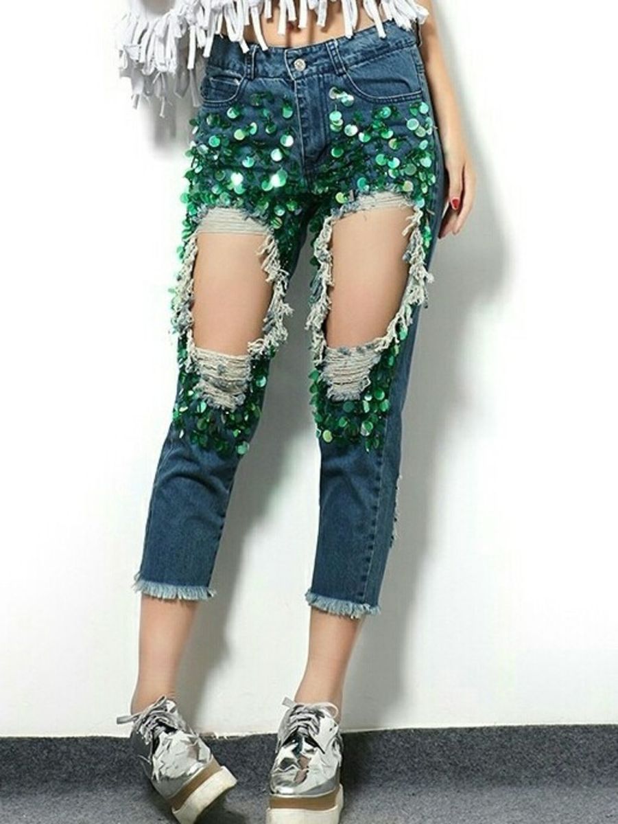 calça com lantejoulas