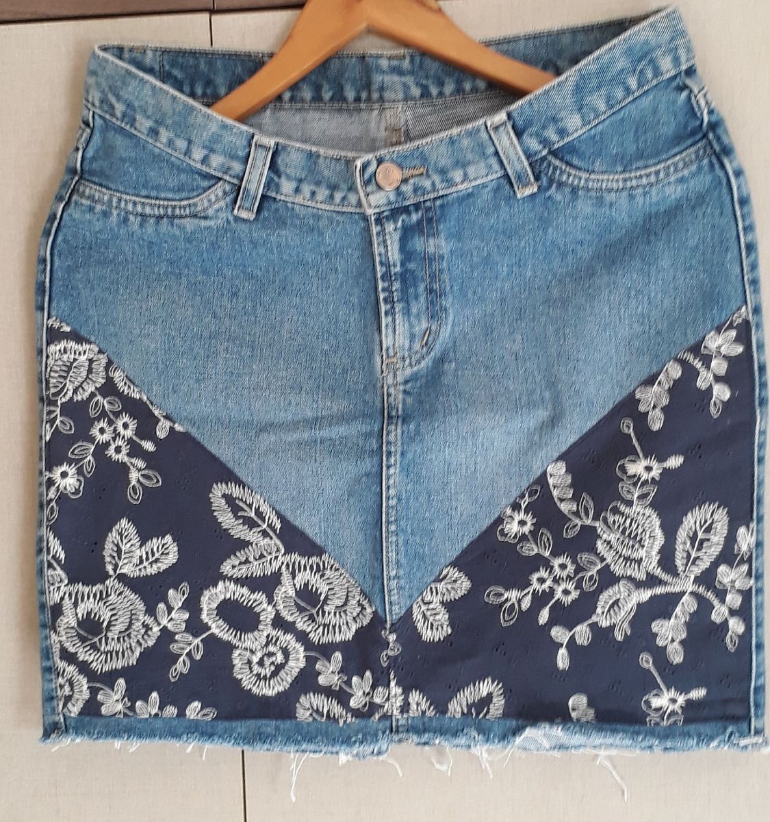 saia de retalho jeans