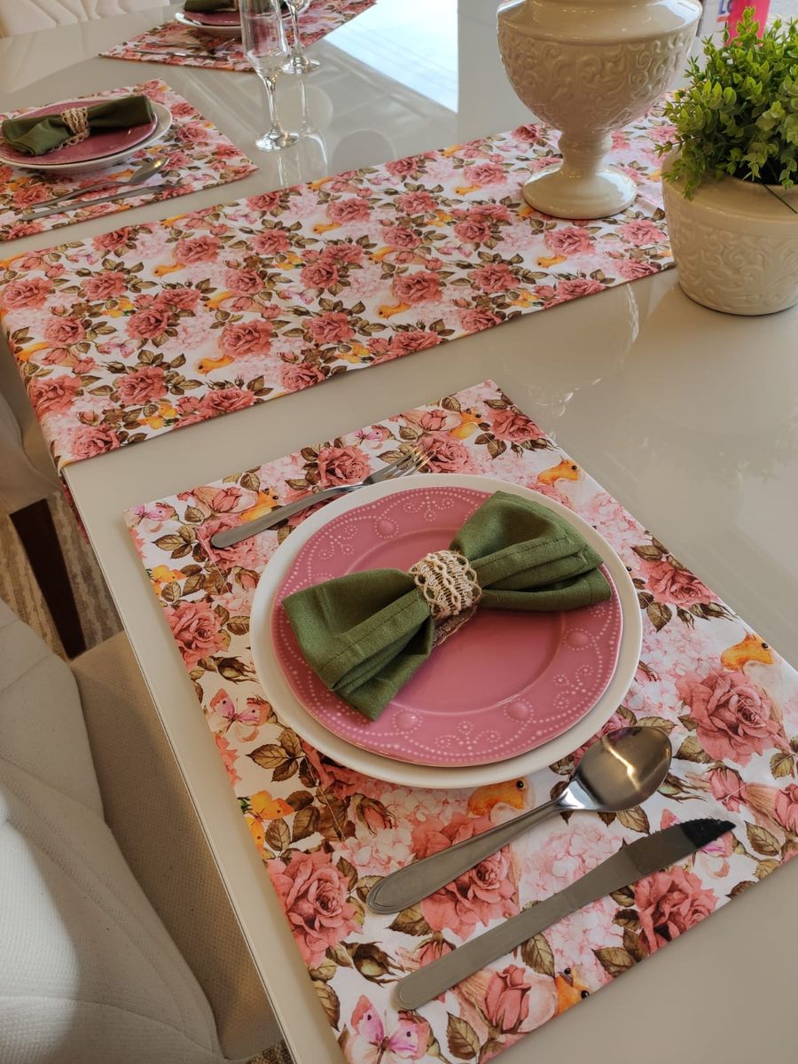 Jogo Americano Mesa Posta Completo com Trilho de Mesa | Mesa Nunca ...
