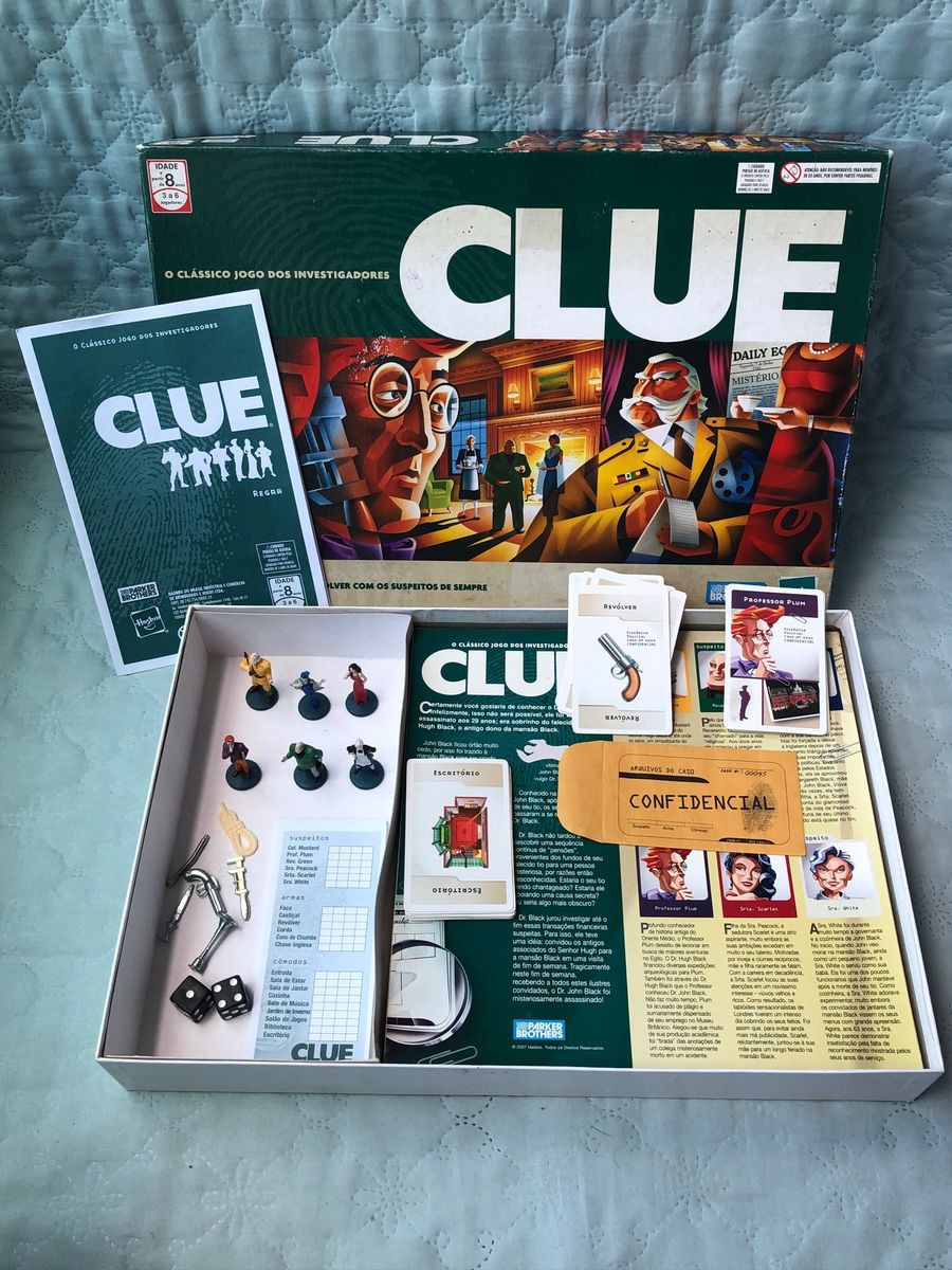 Jogo Clue Hasbro O Original Jogo Detetive Com Personagens No Lugar De