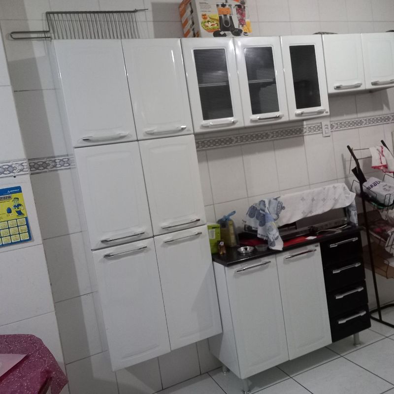 Cozinha Completa Compacta Antonela 245 Cm Balcão Pia Armário Forno