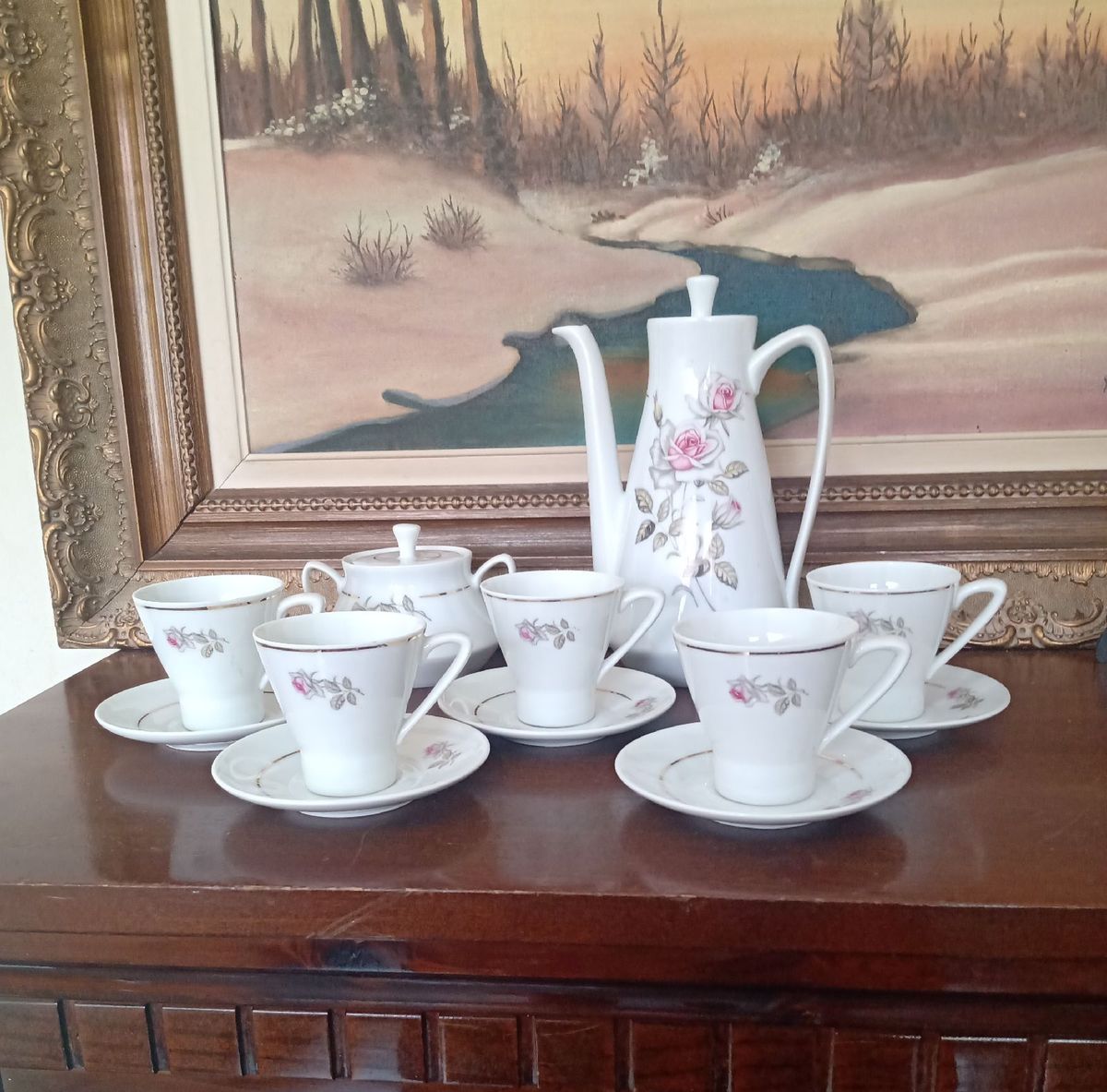 Jogo de Cafézinho em Porcelana Schmidt | Móvel de Antiquário Schmidt ...