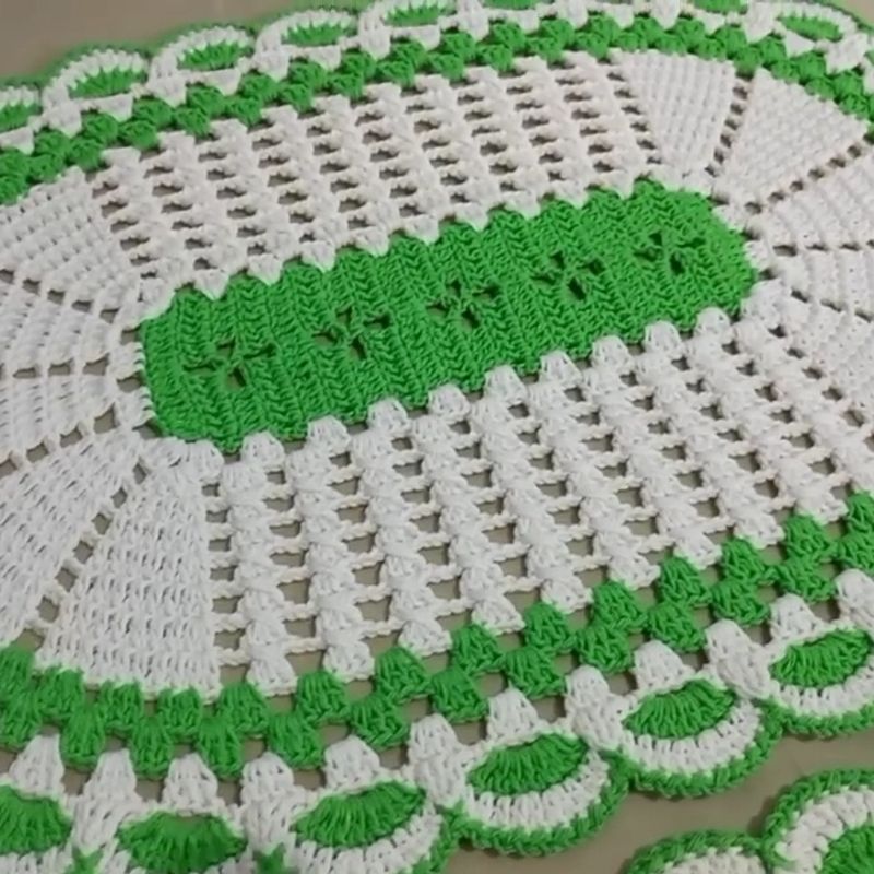 Linha Crochê – Jogo de Tapetes de Cozinha Crochê Dual Color