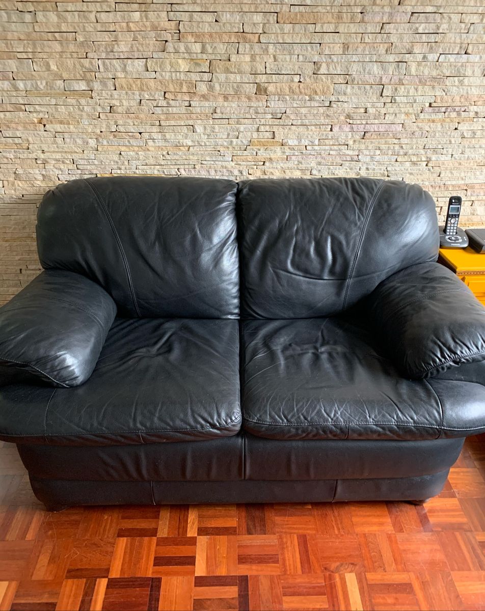 Jogo de Sofá em Couro Legítimo Sofá Arte Couro Usado 43953542 enjoei