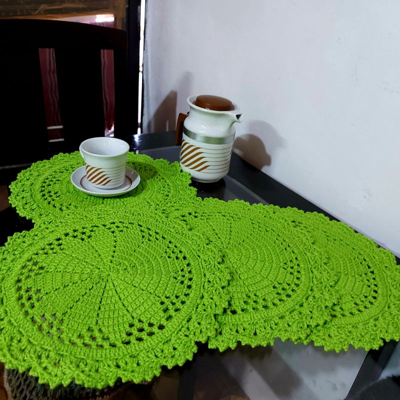 Jogo de Cozinha Verde Água em Crochê, Item de Decoração Guete Cavallari  Nunca Usado 85643229