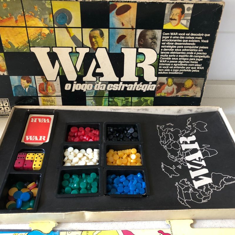 Jogo de tabuleiro War, da Grow, anos 80/90. Completo, c