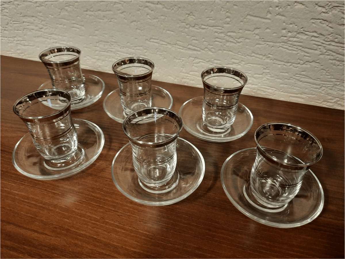Jogo de chá turco, 9 peças, Akmetal, Saysal, Arsal (9) - Metal - Catawiki