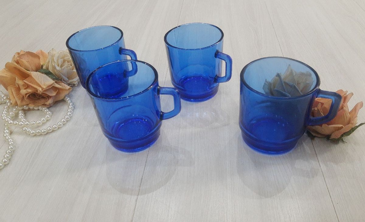 Jogo de Xícaras Nerina Azul Vintage Móvel de Antiquário Xicara Nerina