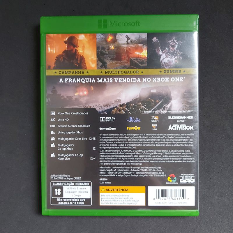 Call of Duty World War 2 WW2 Mídia Física Xbox One (USADO) - www