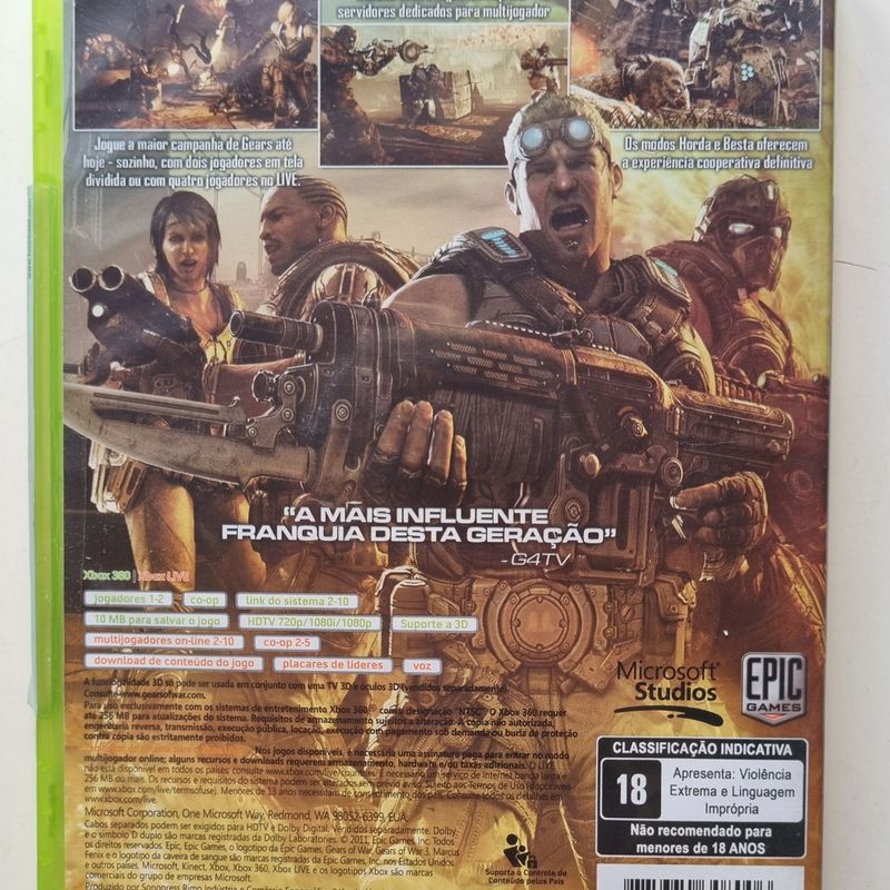 Jogo Gears of War - Xbox 360 Mídia Física Usado