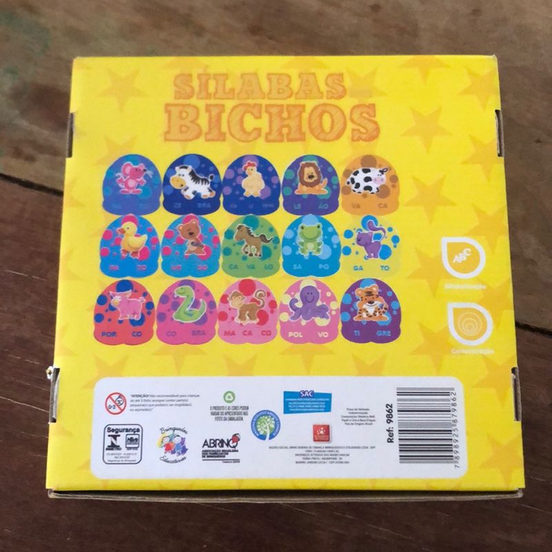 Brinquedo Jogo educativo Silabas bichos Brincadeira de Criança em Promoção  na Americanas