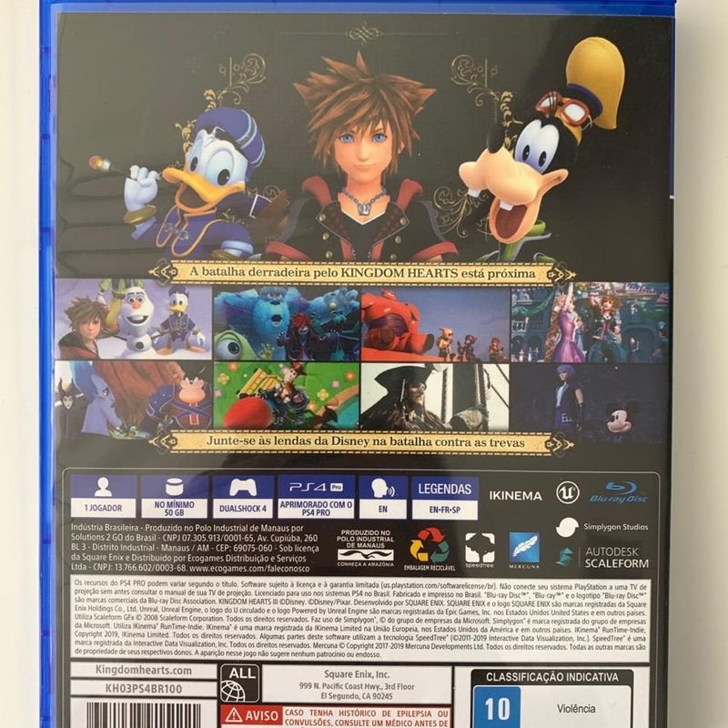 Jogo Kingdom Hearts 3 Square Enix Ps4 Mídia Física