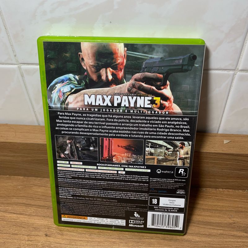 Jogo Max Payne 3 - Xbox 360 - Mídia Física - Original