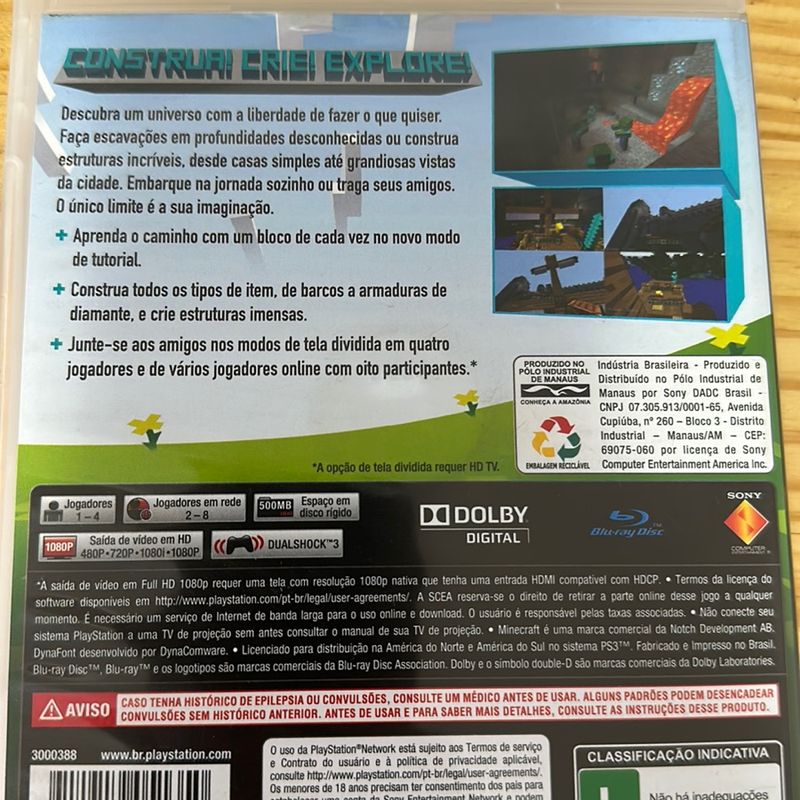 Jogo PS3 Minecraft - Mojang - Gameteczone a melhor loja de Games e  Assistência Técnica do Brasil em SP
