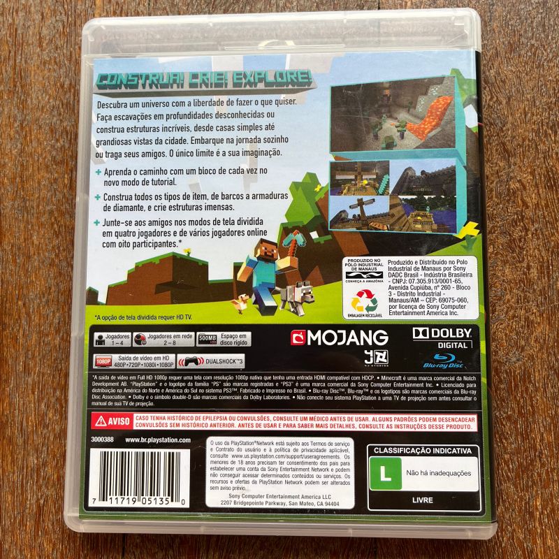 Jogo Minecraft para Ps3, Jogo de Computador Playstation Usado 92835352