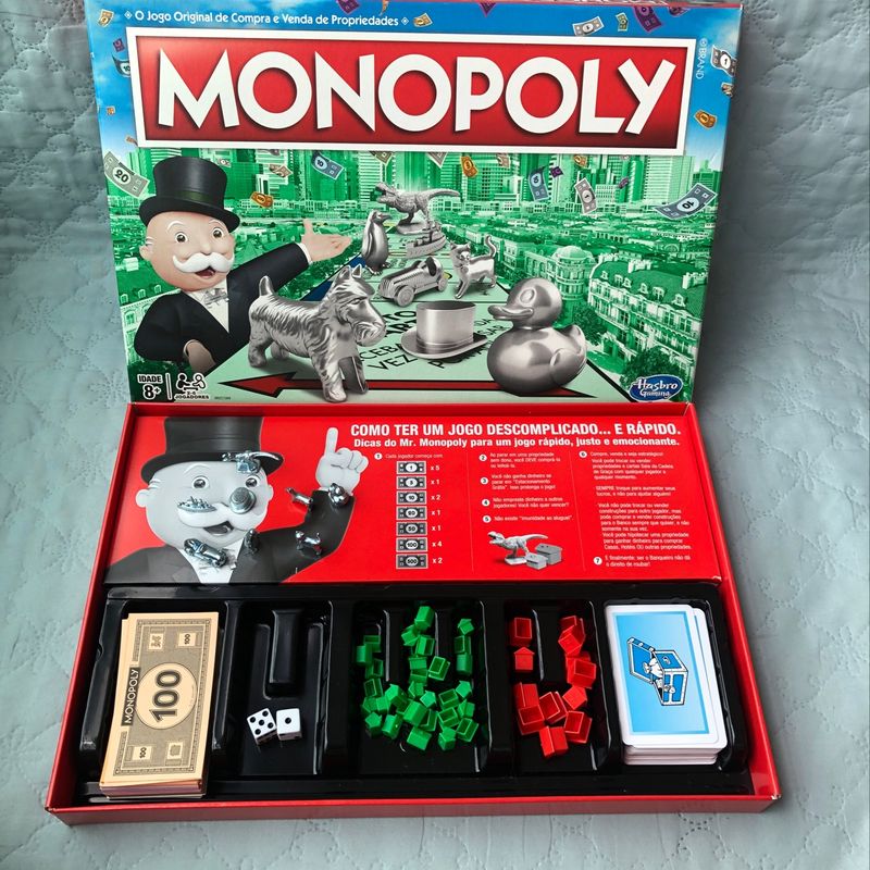 Monopoly Jogo De Tabuleiro Original Novas Peças Metal Hasbro - Fabrica da  Alegria