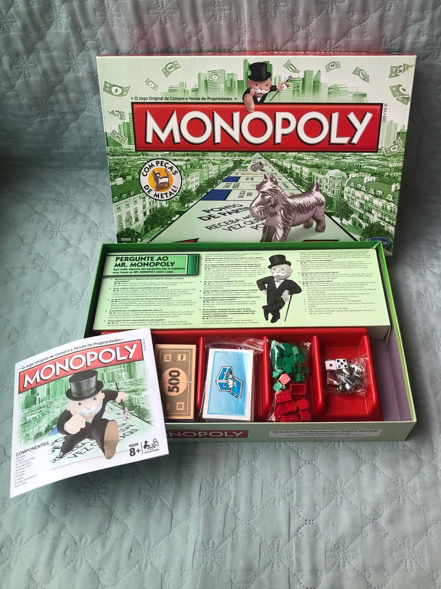 Monopoly Jogo De Tabuleiro Original Novas Peças Metal Hasbro - Fabrica da  Alegria