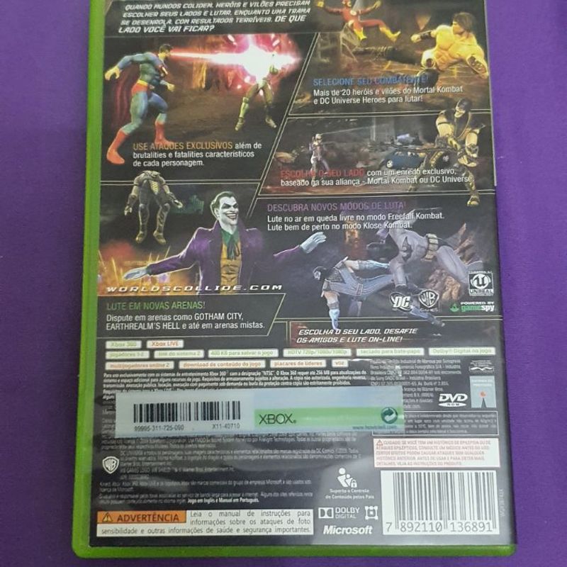 Jogo De Luta Xbox 360* Mortal Kombat Vs Dc Universe Original