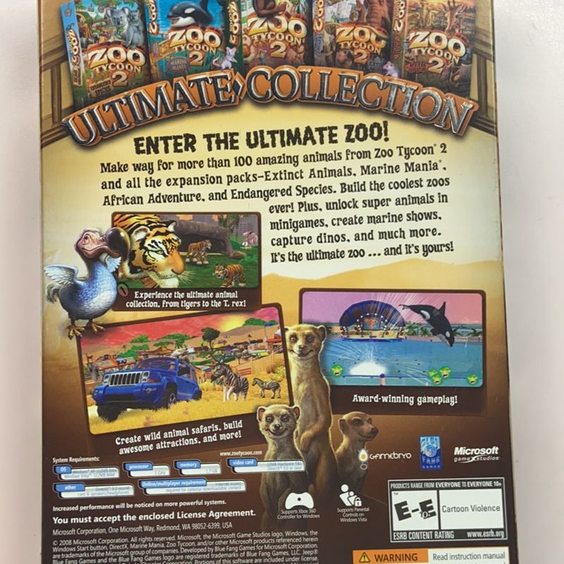 Jogo Pc Zoo Tycoon Ultimate Collection Expansﾃｵes Jogo de Videogame  Microsoft Game Studios Usado 40389036 enjoei