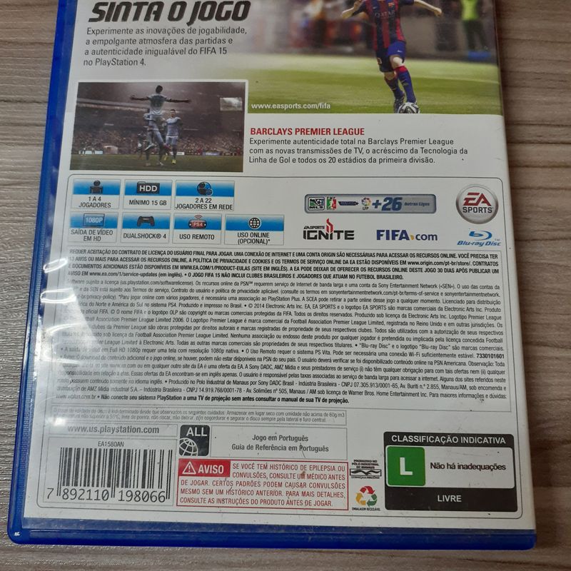 Jogo Ps4 Fifa 15 - Midia Fisica