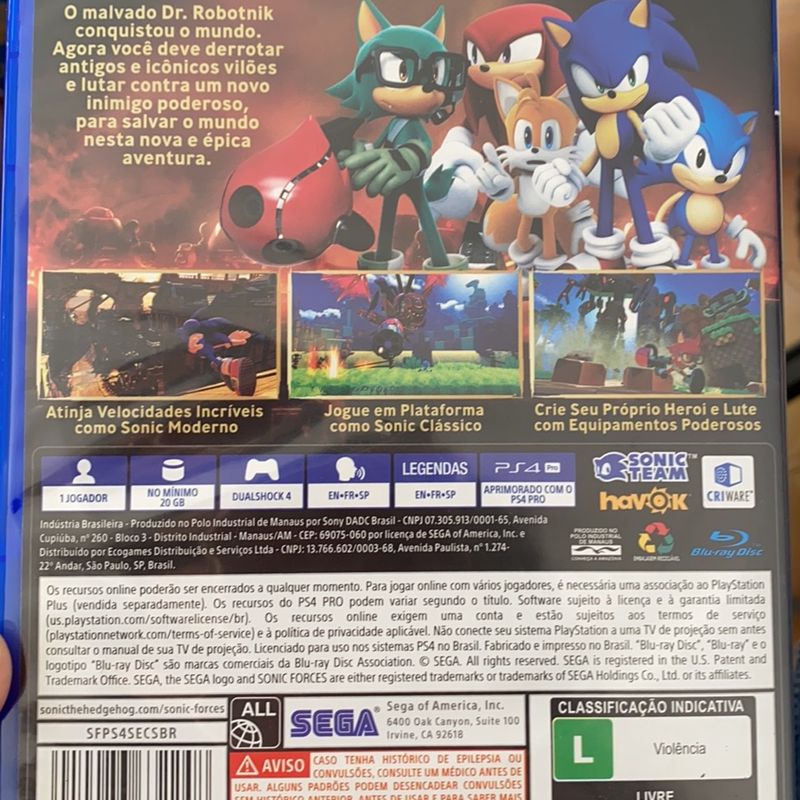 Jogo Sonic Forces - PS4 - Sega - Jogos de Plataforma - Magazine Luiza