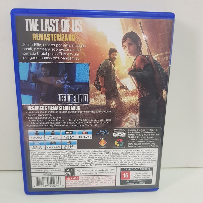 Jogo The Last of Us Encartelado - Ps4 Mídia Física Usado