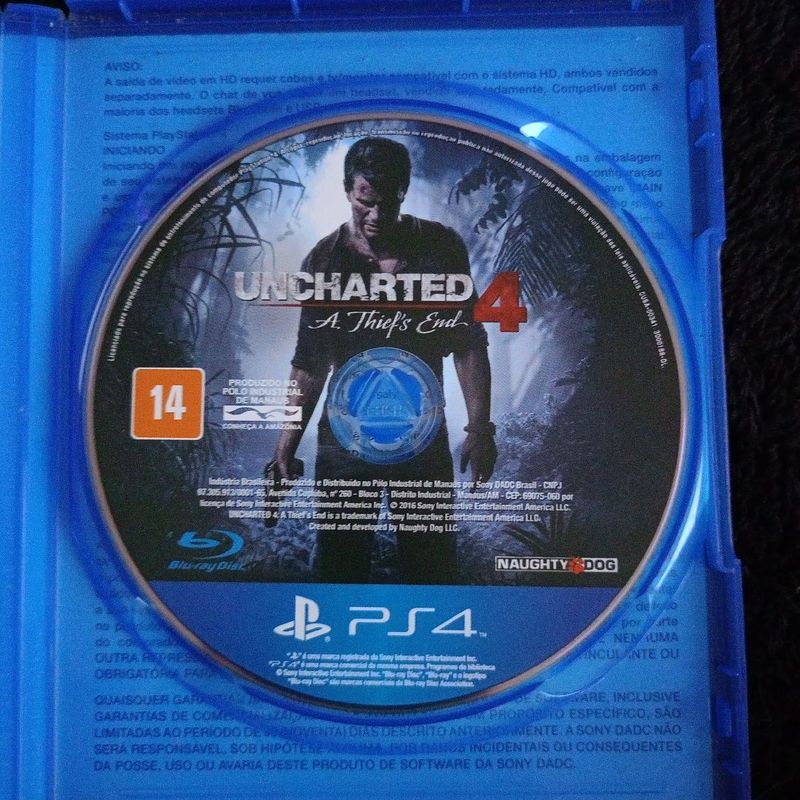 Jogo Ps4 Mídia Física Uncharted 4 a Thief´s End | Jogo de Videogame  Playstation 4 Usado 83789874 | enjoei