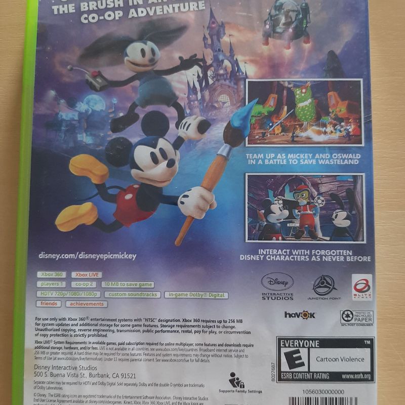 Jogo Xbox 360 Epic Mickey 2 The Power Of Two