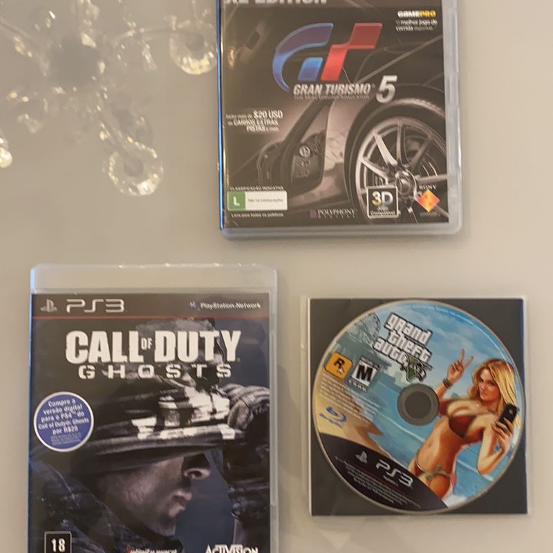 Jogos P S 3 Call Of Duty Ghosts, Grand Theft Auto Five V, Grand Turismo 5, Brinquedo Ps3 Usado 45597750
