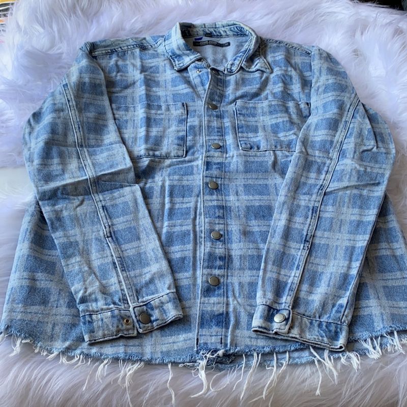 Camisa jeans destroyed masculina cheap
