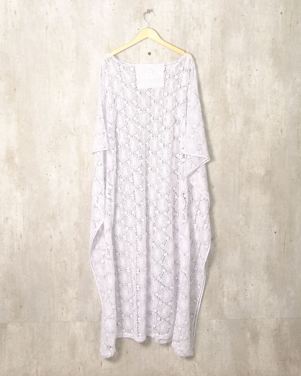 kaftan branco tricô l resort vestido feminino l resort usado 54396407