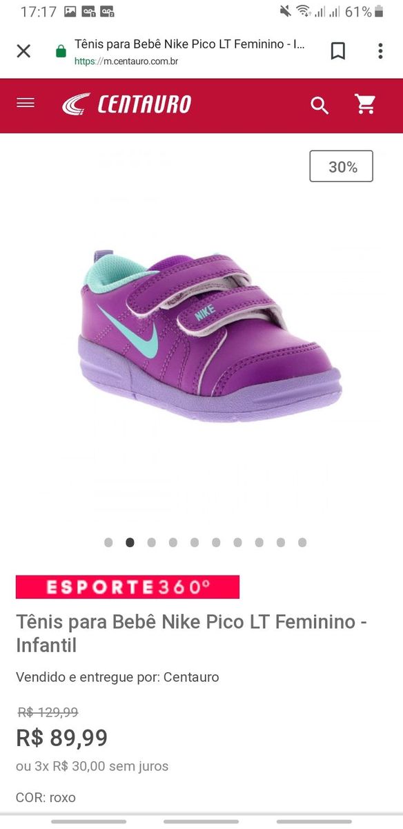 tenis nike infantil na centauro