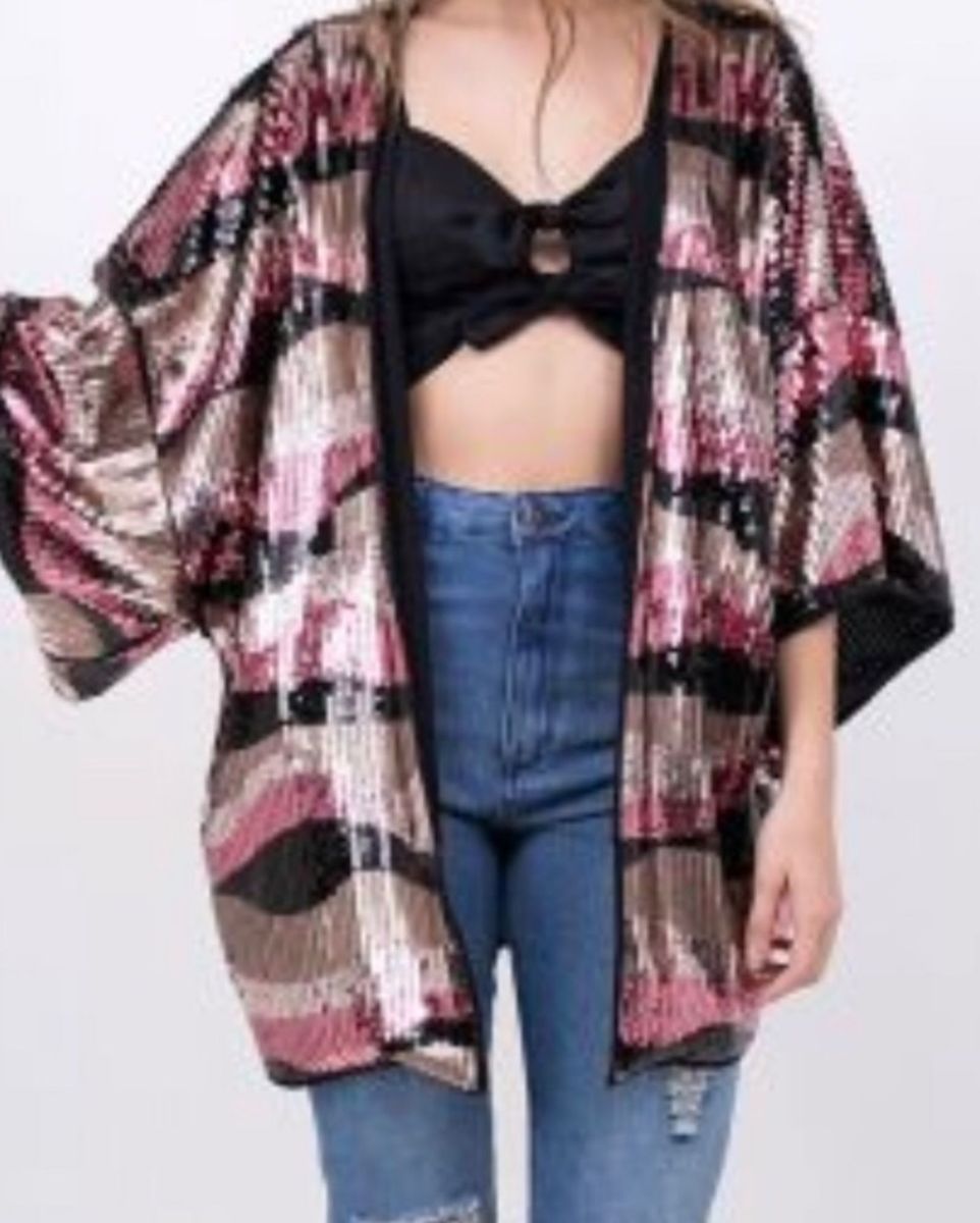 kimono de paetês