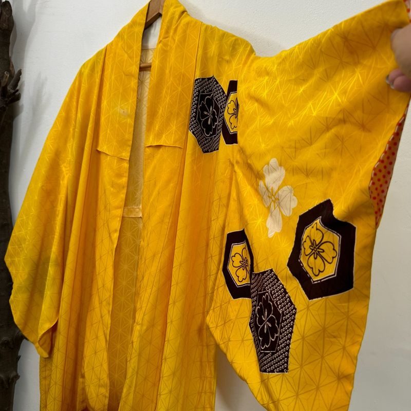 Kimono Japonês Vintage Amarelo Dourado | Vintage Usado 108317091