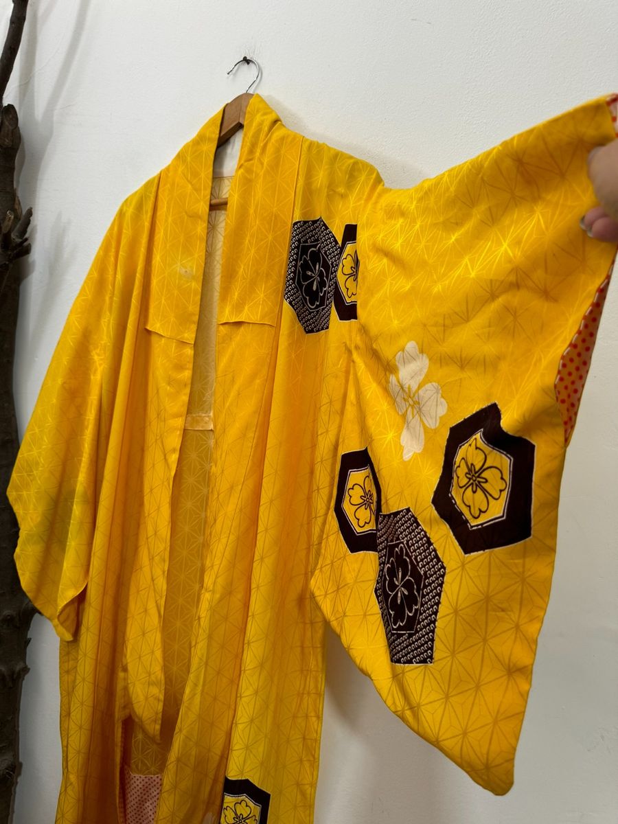 Kimono Japonês Vintage Amarelo Dourado | Vintage Usado 108317091