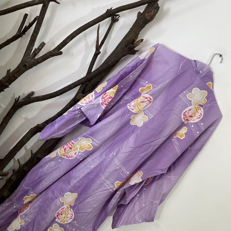 Kimono Japonês Vintage Roxo | Casaco Feminino Vintage Usado